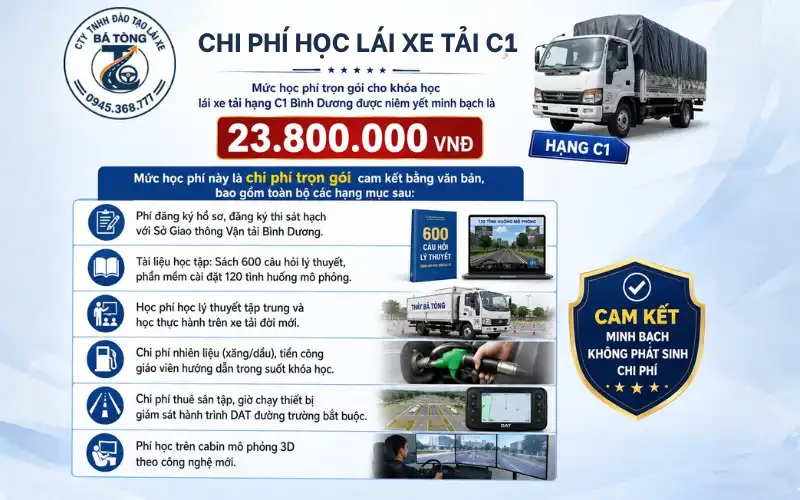 Chi phí học lái xe tải c1 bình dương