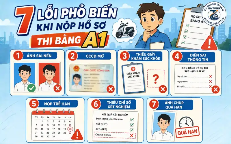 7 lỗi phổ biến khi nộp hồ sơ thi bằng lái xe máy a1