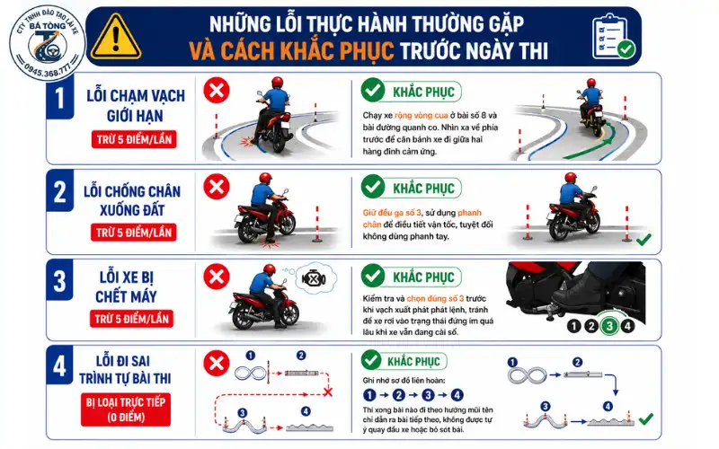 Những lỗi thực hành thường gặp và cách khắc phục trước ngày thi